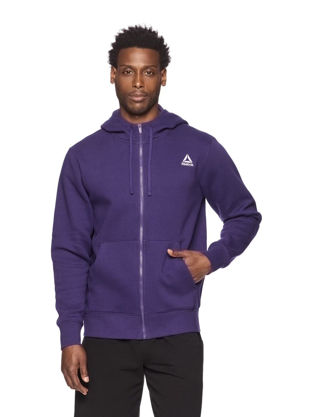 Reebok Purple Full Zip Fleece Hoodie Men's Medium Cotton Blend